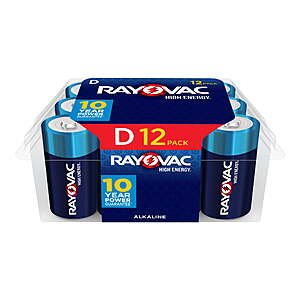 $12.71 FS WALMART+ Rayovac High Energy D Batteries (12 Pack), Alkaline D Cell Batteries