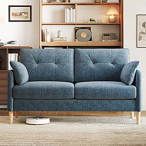 $150-$198 FS Walmart:by BedLuxury 47" or 62’’ Wide LoveSeat,2-seat Chenille sofa with 2 Pillows for Living Room and Small Spaces, Blue