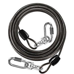 $20.32 FS WALMART+ Seller: Petbobi Heavy Duty Dog Tie Out Cable 20ft Extra Strong Wire Cable for Large Dogs up to 300lbs, Black + More