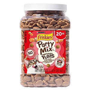 $6.44 S&S Friskies Purina Party Mix Natural YUMS Real Salmon or Tuna Cat Treats, 20 oz