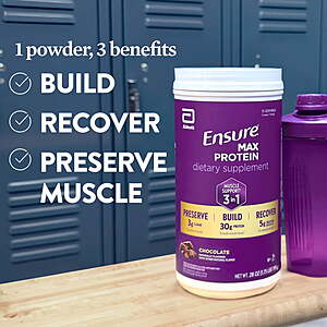 $37 FS WALMART Get $17 Walmart Cash Limit 2: Ensure Max Protein Powder, 3-in-1 Muscle Support*, 30g Protein, Creatine, HMB, Chocolate, 28oz