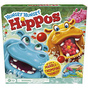 $9.79 FS Walmart+ or pick up where avail: Hungry Hungry Hippos Board Game for Kids, Preschool Family Game for 2-4 Players, Ages 4+