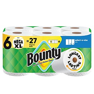 Select Accts: 6-Ct Bounty XL Paper Towel + 12-Ct Charmin XXL Ultra Soft Toilet Paper $36.50 + Free S&H