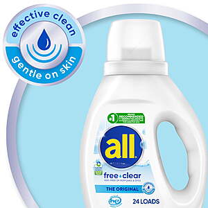 WALMART $4.47 get $1.50 Walmart Cash all Free Clear Liquid Laundry Detergent, 30 oz, 24 Loads