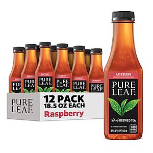 $12.24 S&S / Q Pure Leaf Iced Tea, Raspberry, Real Brewed Tea, 18.5 Fl Oz Bottles (Pack of 12)