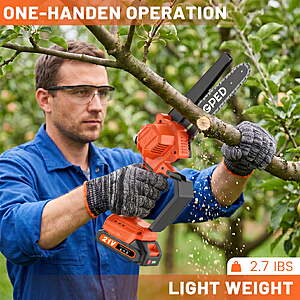 $47.50 FS Walmart by GPED Mini Chainsaw Cordless, 8-Inch & 6-Inch Brushless Electric Chainsaw with 2 Batteries, Portable Handheld Chain Saw Battery Powered