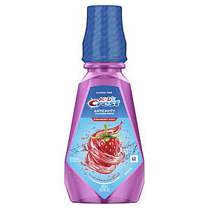 $3.47 get $1 Walmart Cash Crest Kid's Anticavity Alcohol Free Fluoride Rinse, Strawberry Rush, 500 mL, Ages 6+