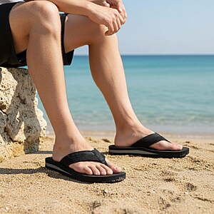 $13 FS Walmart+ by Ecetana Men's Flip Flops (size 7-13) Comfort Yoga Mat Leather Beach Thong Sandals with Arch Support