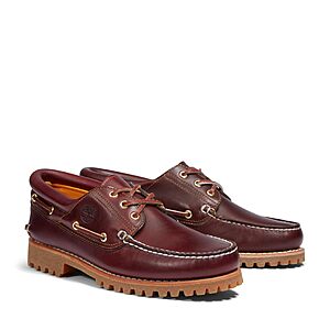 $99.27-140 AC (select sizes) Timberland Men's Authentic 3-Eye Lug Handsewn Boat Shoes  BROWN or Burgundy