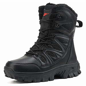 $43 FS Walmart by Stepedia Men's Waterproof Snow Boots Warm Insulated Faux Fur Lined Mid Calf , Black size 7-12