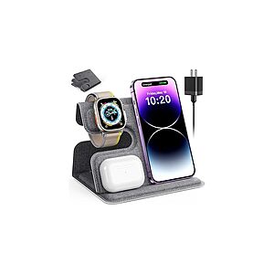 $17.99 FS WOOT PRIME JARGOU Foldable 3 in 1 Charging Station for Apple (Phone, Watch, etc)