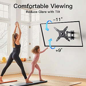 $12.97 ac FS WALMART+ by MountFTV: TV Wall Mount 360°Rotation Bracket for 13-42 Inch TVs and Monitors, Supports Up to 44 lbs, Swivel Tilt Extension with Articulating Arms,