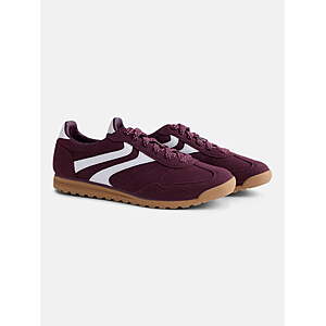 $18 FS WMT+ or Pick Up where avail: No Boundaries Women's Faux Leather and Suede Retro Inspired Lace Up Sneakers (BURGUNDY) size 6-11