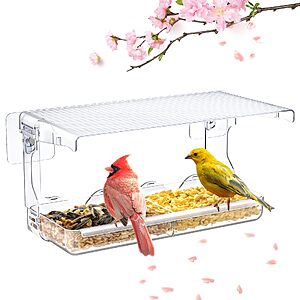 $7.52 AMAZON Window Bird Feeder for Outdoors, Clear Bird Feeders Window Mounted