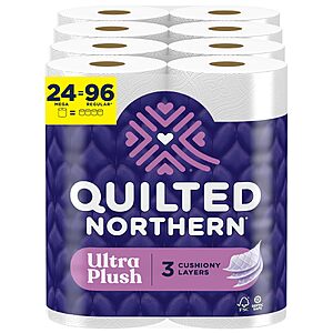 $20.33 S&S Clip Q  Quilted Northern Toilet Paper, Ultra Plush, 24 Mega Rolls, Bath Tissue