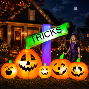 $40 FS Walmart by seller: Yexmas 9FT Halloween Inflatable Decoration with TRICKS Sign and Pumpkins,Built-in LED Lights,Blow Up Halloween Yard Decor