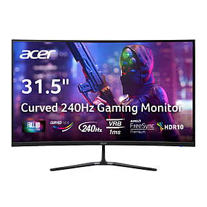 $139 Walmart Acer Nitro 31.5" Curved Full HD Gaming Monitor (1920 x 1080) with AMD FreeSync Premium Technology, 240Hz, ED320Q W0biip