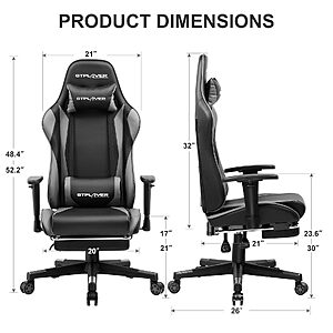 $69.99 FS AMAZON GTPLAYER Gaming Chair with Footrest, Ergonomic Computer Game Desk Chair, Reclining