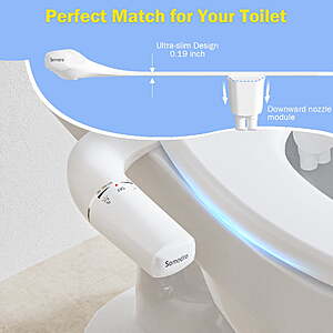 $26 FS Walmart+ by SAMODRA Bidet Attachment Ultra-Slim Toilet Seat Attachment Dual Nozzle Bidet Adjustable Water Pressure Non-Electric
