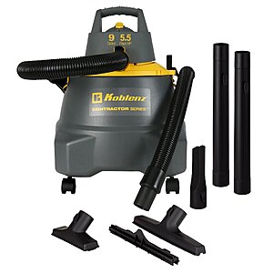 $60 LOWES Koblenz 9-Gallon 5.5 HP Corded Wet Shop Vacuum with Accessories Included
