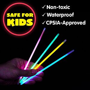 $6.39 AMAZON JOYIN 100 Pcs 8" Glow sticks Bulk Party Pack, Neon Glow in the Dark Party Supplies, Light Up Necklaces and Bracelets with Connectors for Halloween,