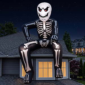 $50 FS Walmart by JOYIN Joyfy 8.5 FT Halloween Inflatable Rooftop Skeleton with Built-in LED,Blow Up