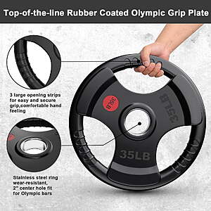 $100-106 FS WALMART SELLER: GIKPAL 70lbs Weight Plates 2 Inch Rubber Coated Olympic Weight Plate for Strength Training & Weightlifting