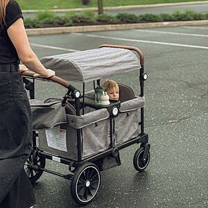 $190 FS Walmart by AILEEKISS Collapsible Wagon Stroller for 2 Toddlers with Adjustable Canopy, 44 Pounds, Grey or Black
