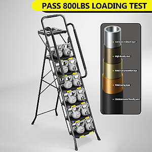 $126 FS Walmart by Wire King: KINGRACK 6 Step Ladder, Metal Ladder with Tool Platform&Handrails, 800 lbs Capacity, Black