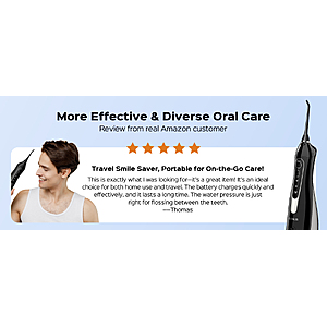 $8AC AMAZON COSLUS ADA Accepted C20 Water Rechargable Dental Flosser Pick, Professional Set Black