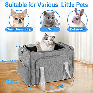$14.89ac FS Walmart+ by Firstness Portable Cat Carrier, Travel Pet Carrier for Cat, Small Dogs & Puppies, Pet Kennel Carrier Up to 33 lbs
