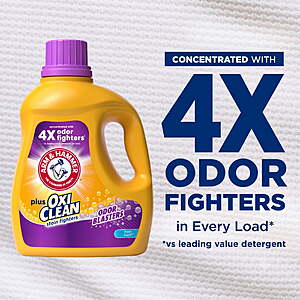 $9.12 get $3.50 Walmart Cash Limit 2 ARM & HAMMER Plus OxiClean with Odor Blasters Liquid Detergent, Fresh Burst, 96.2 fl oz, 74 Loads