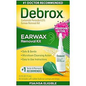 $7.39 S&S CLIP Q Debrox Ear Wax Removal Kit, Bulb Syringe & 0.5 Fl Oz Removal Ear Drops