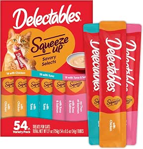 $20.68 S&S 30% off Q Delectables Squeeze Up Handheld Lickable Cat Treats, Chicken, (Tuna and Tuna and Salmon) 54 Count 10K+ bought in past month