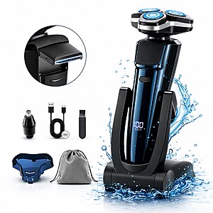 $20.89ac FS WMT+ by NICEBAY-- Electric Razor for Men, Wet/Dry Electric Shaver with Nose Trimmer, LED Display, Travel Lock, Type-C Charging Stand, IPX7 Waterproof