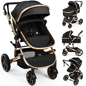 $112.69-$120 FS WALMART by Wisiart: Vomeast Baby Stroller, Foldable Aluminum Alloy Stroller with Reversible, Stroller for Newborn
