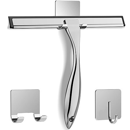 All-Purpose Stainless Steel Shower Squeegee for Shower Glass Door with 2 Adhesive Hooks, $9.49 Amazon PRIME FS or $35