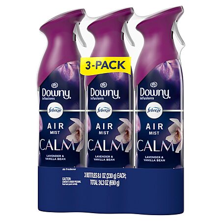 Febreze Air Mist,  8.8 oz  x 3 Air Freshener Spray, Odor Fighting Room Spray, Deodorizer   Downy Calm Lavender & Vanilla Bean Scent 8.8 oz  $$5.50ish S&S CLIP
