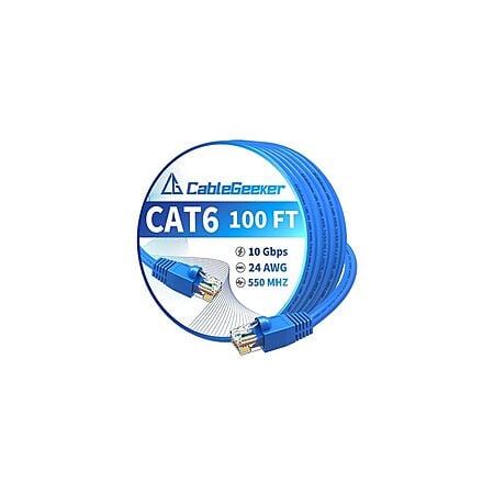 CableGeeker 150-ft Cat 6 Ethernet Cable, High Speed 10Gbps Internet Network Cable, 24AWG Heavy Duty Patch Cord  $13.99 WOOT FS PRIME
