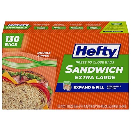 Hefty XL Sandwich Bags 260-Count  (2 x 130) $5.88 S&S/Q/Multibuy AMAZON