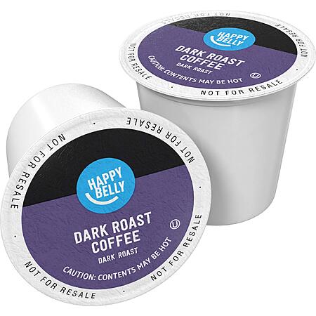Amazon Brand - Happy Belly Dark Roast or TEN other roasts inc Decaf Coffee Pods, Compatible with Keurig 2.0 K-Cup Brewers, 100 Count $27 or less S&S