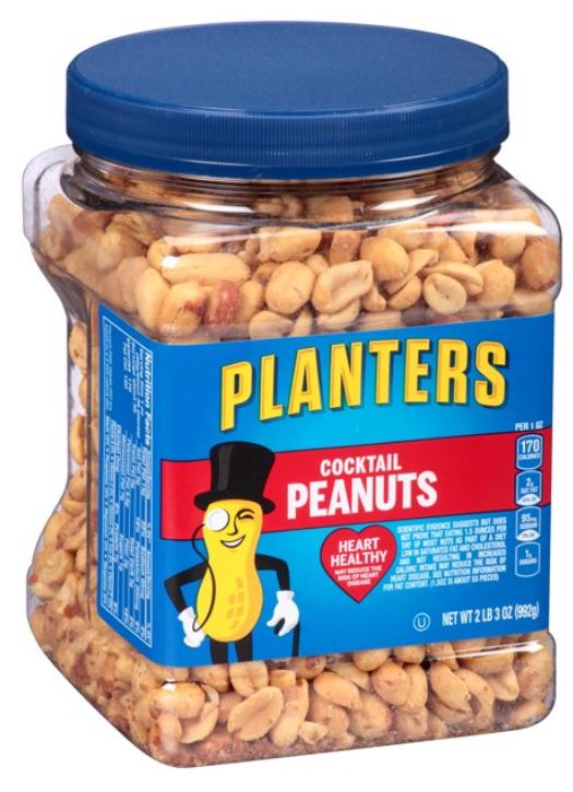 Planters Salted Cocktail Peanuts, 35.0 oz Jar  $4.76 shipped for Walmart + (or $35+) or free store pick up Walmart.com