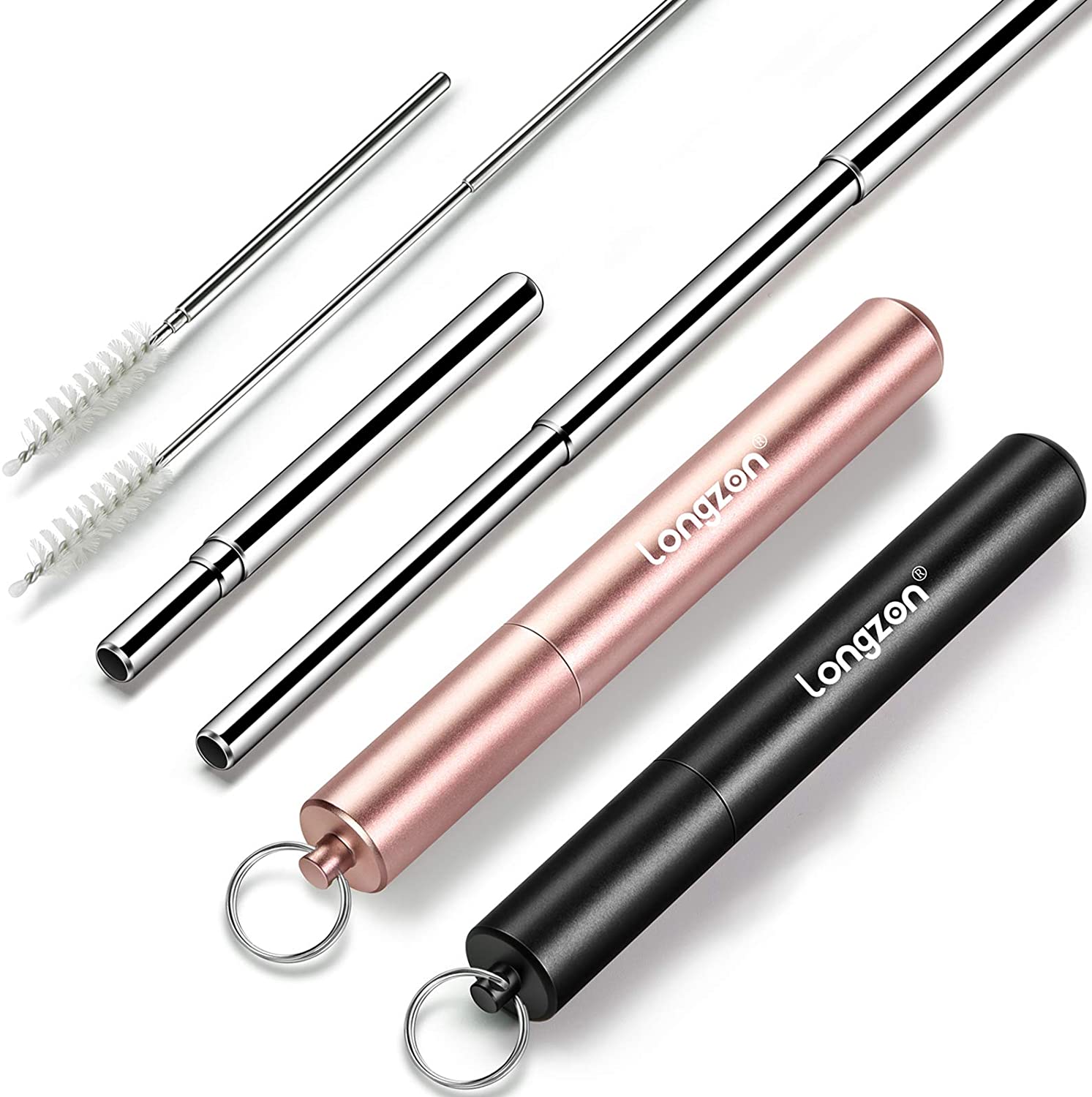 Reusable Collapsible Stainless Steel Drinking Straws (2-Pack) $4.99