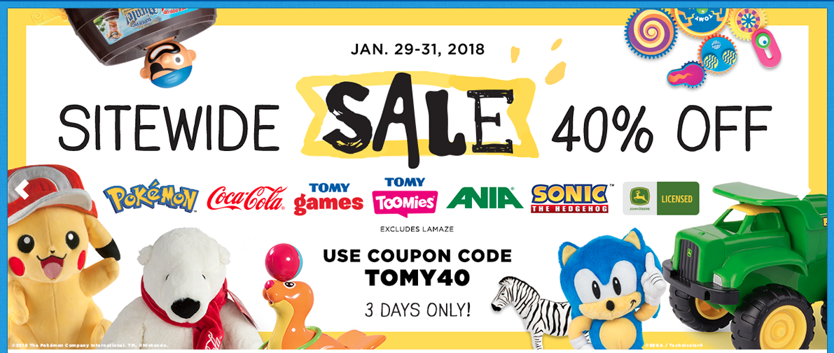 Tomy Toys Flash Sale 40% Off Sitewide and 40% off Sister Sites. Free S/H on $50+