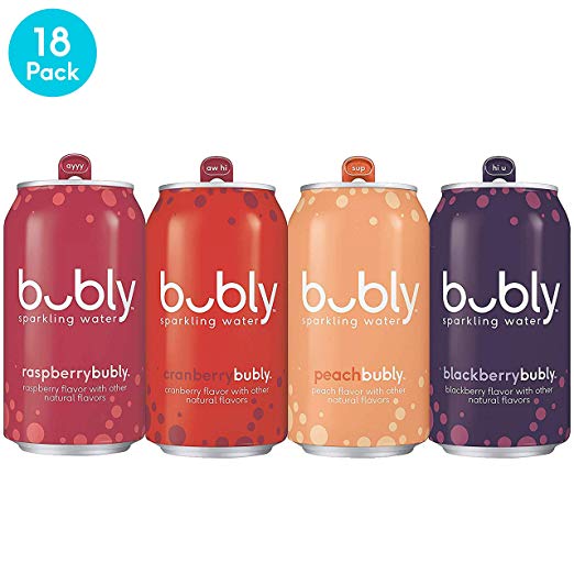Amazon: 25% Off bubly Sparkling Water, Berry Peachy Variety Pack, 12 fl oz. Cans, (Pack of 18) + Free Shipping w/ Prime $8.59