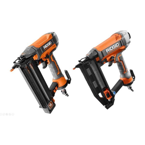 Ridgid 18 Gauge 2 1 8 In Brad Nailer And 16 Gauge 2 1 2 In