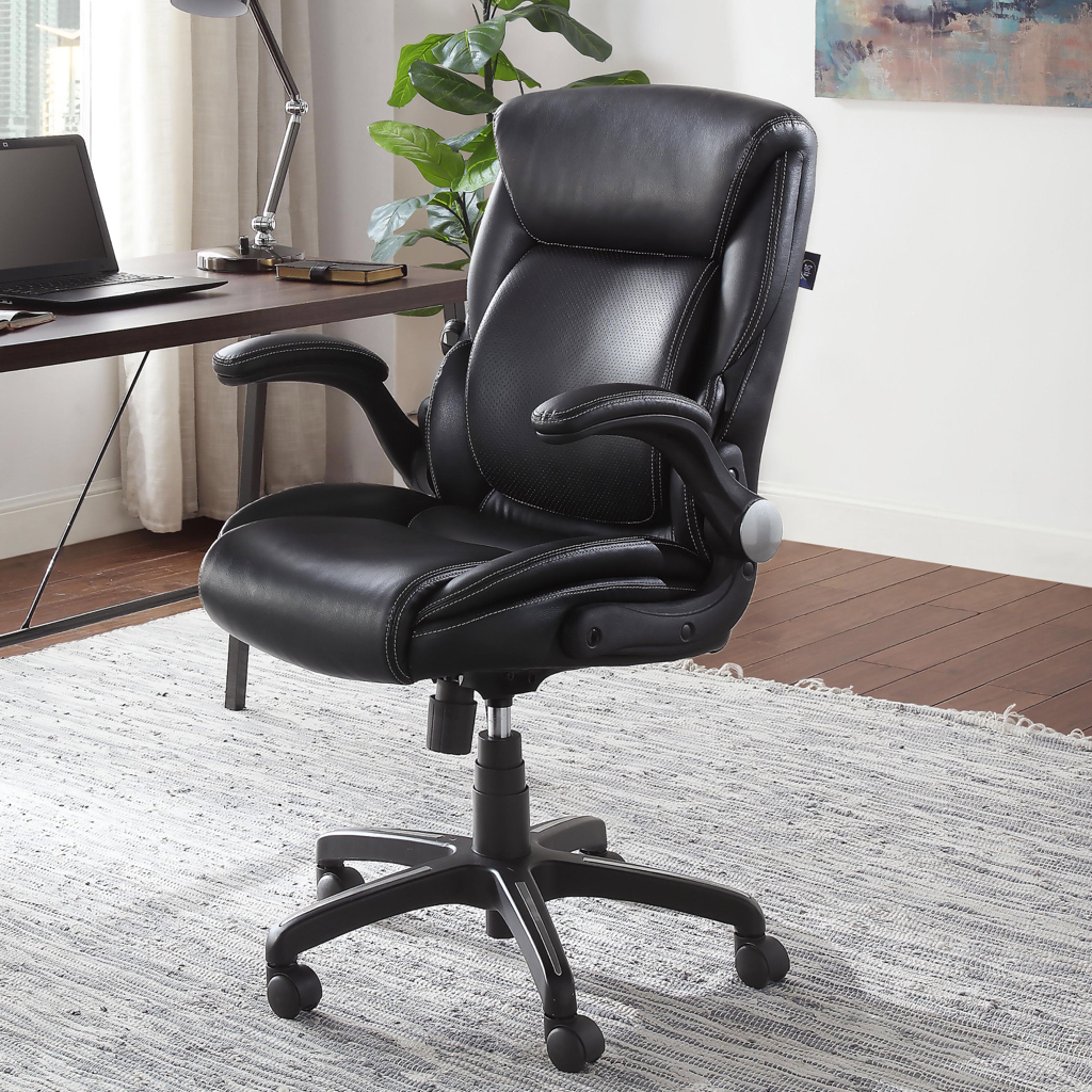 Serta Air Lumbar Bonded Leather Manager Office Chair, Black - $99