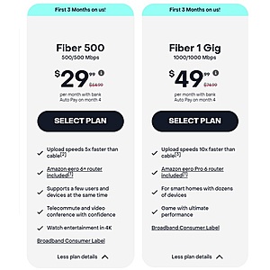 Frontier Fiber Internet $  29.99 per month with Autopay 500mbps plus $  200 Virtual MasterCard after 60 days of service and Free Eeros Router $  150 value YMMV