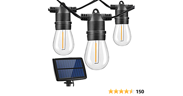 Solar String Lights Outdoor Decorative Patio Lights with 12 Vintage S14 Edison Bulbs 39Ft  - $19.99