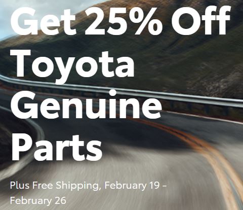 Get an Additional 25% Off Already Discounted Online Toyota Parts Prices